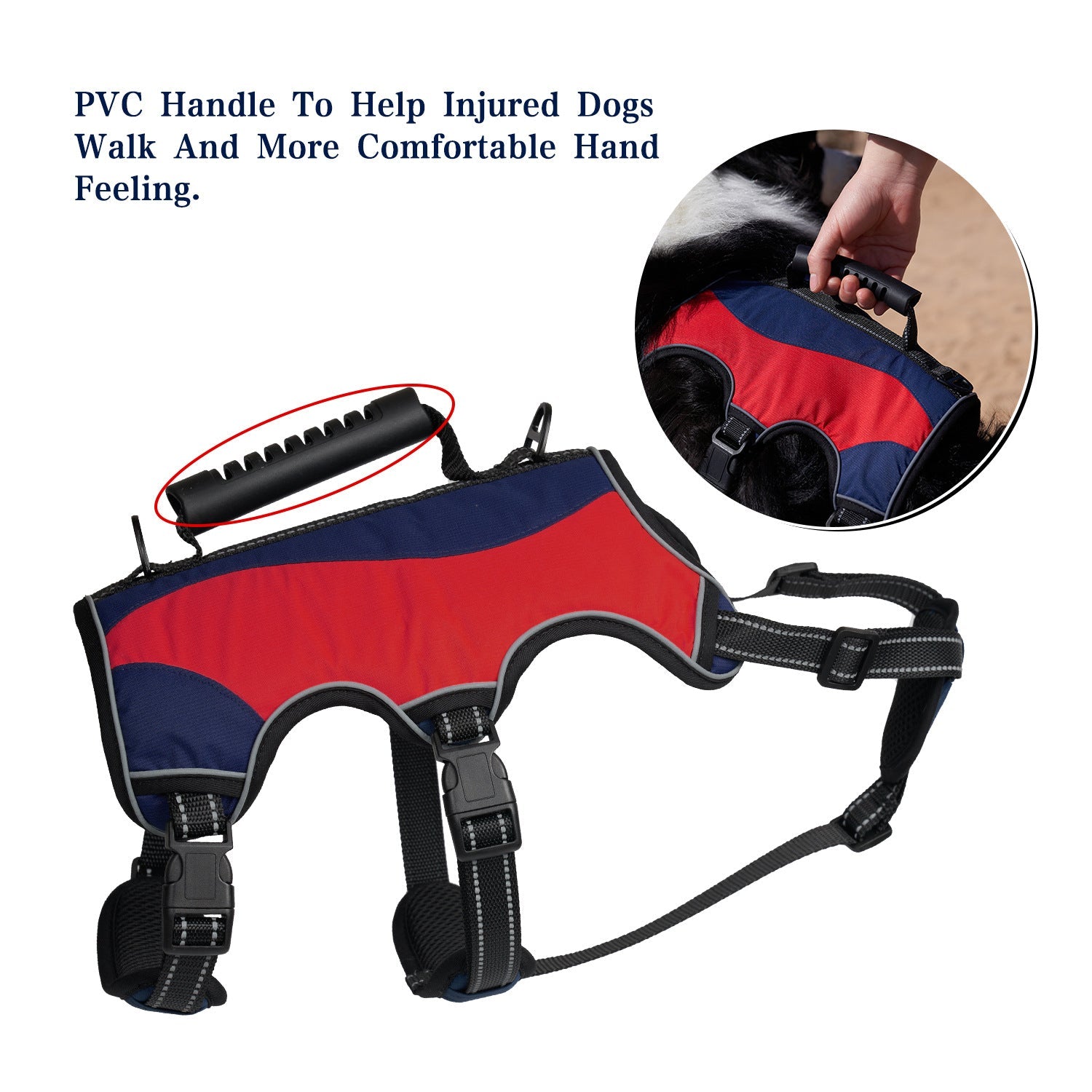KFX-9250621 Tactical Dog Vest with Reflective Strap and Hand Holding Rope - Durable Polyester for Big Dogs