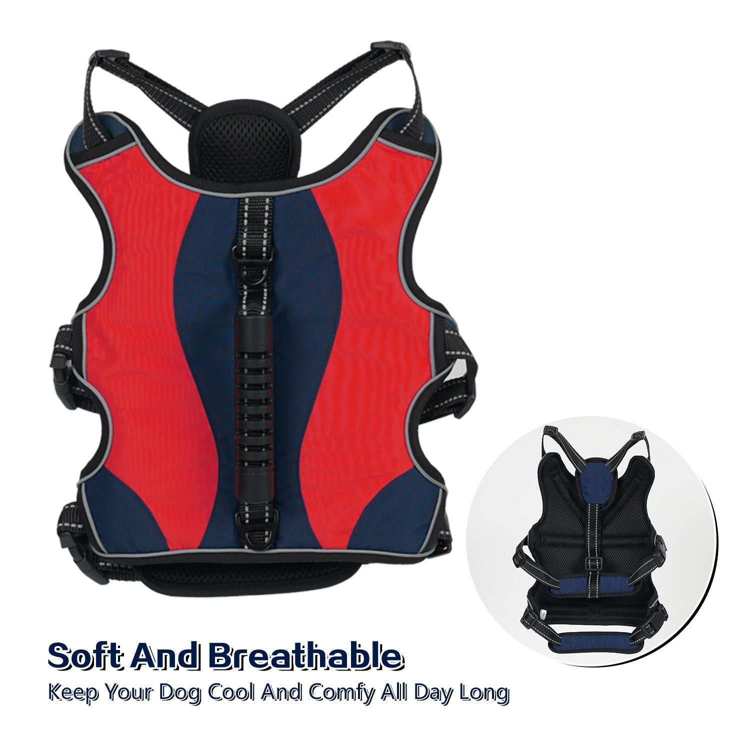 KFX-9250621 Tactical Dog Vest with Reflective Strap and Hand Holding Rope - Durable Polyester for Big Dogs