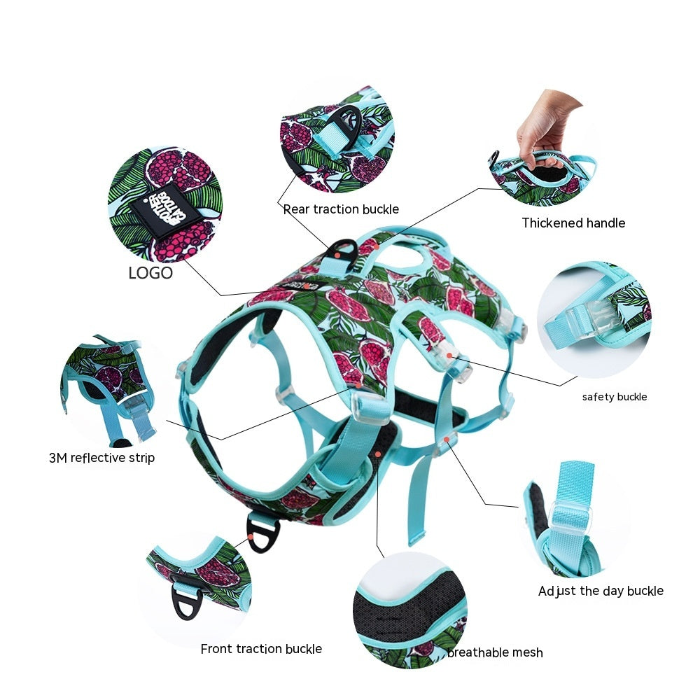 KFX-9256381 Comfortable Liftable Night Reflective Dog Harness - Pomegranate & Sunflower Options Available