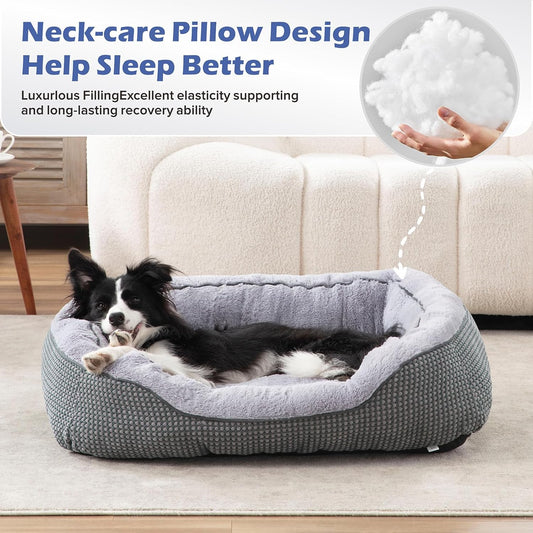 KFX-9257149 Plush Faux Fur Dog Crate Bed for Medium Dogs - Soft, Washable Mat with Non-Slip Bottom