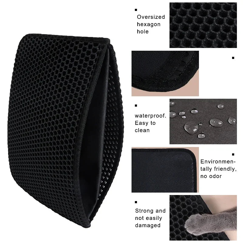KFX-9258941 Waterproof Double Layer Cat Litter Pad with Quilted Edges, Easy Clean EVA Foam Mat