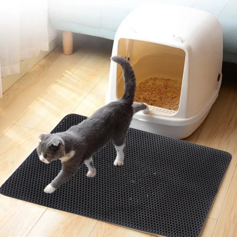 KFX-9258941 Waterproof Double Layer Cat Litter Pad with Quilted Edges, Easy Clean EVA Foam Mat