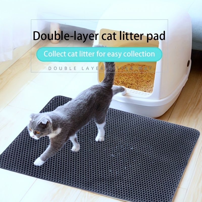 KFX-9258941 Waterproof Double Layer Cat Litter Pad with Quilted Edges, Easy Clean EVA Foam Mat