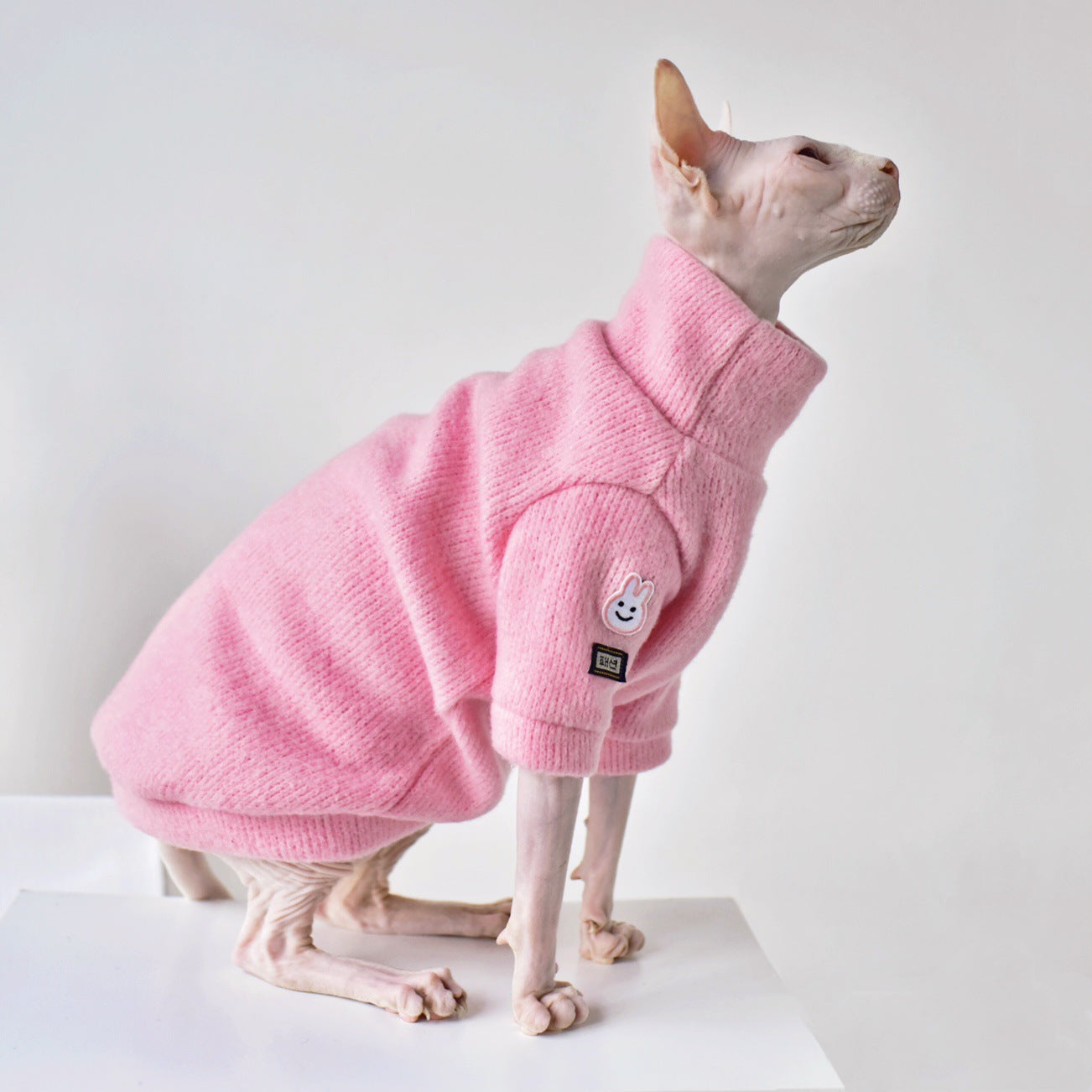 KFX-9260861 Warm Wool Pet Coat for Hairless Cats - Pink, Sizes XS to XXL