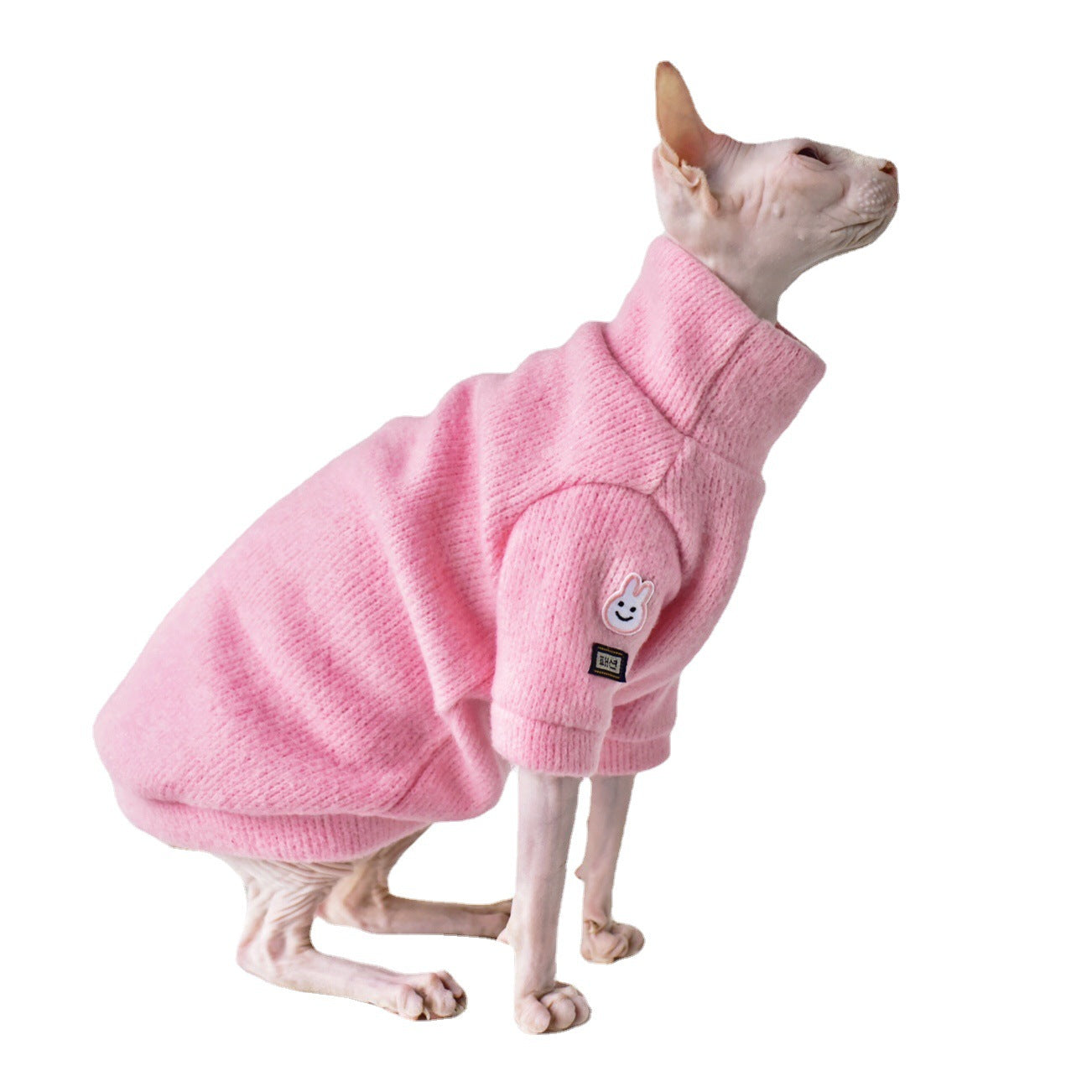 KFX-9260861 Warm Wool Pet Coat for Hairless Cats - Pink, Sizes XS to XXL