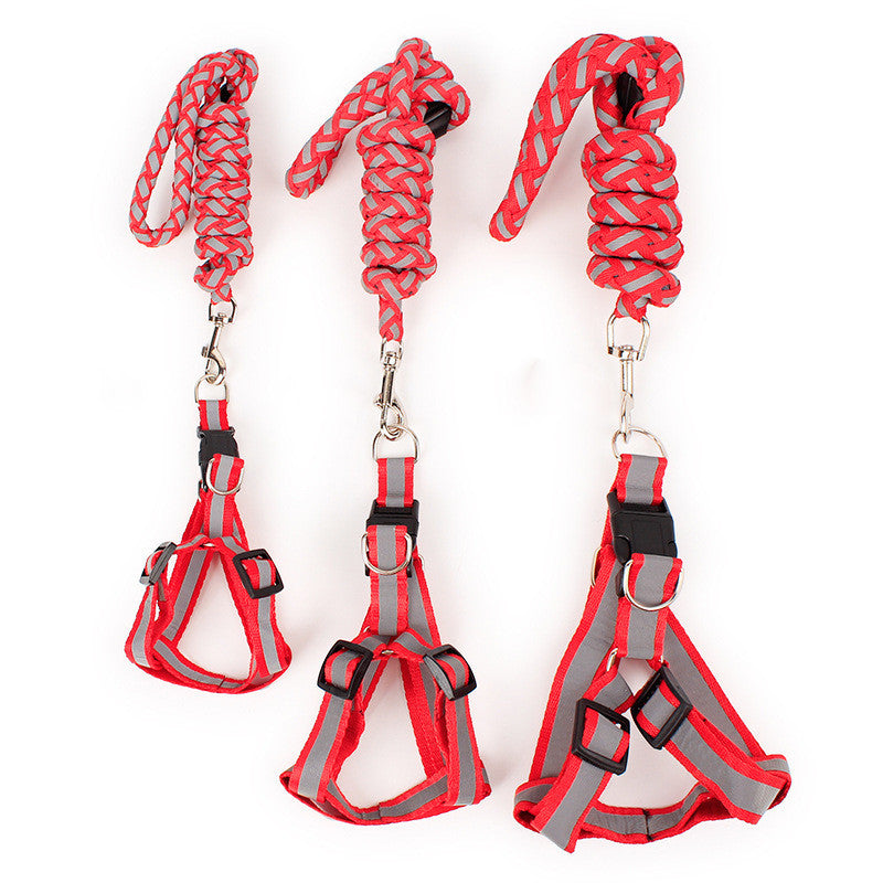 KFX-9262141 Reflective Braided Chest Strap with Scalable Traction Rope for Dogs