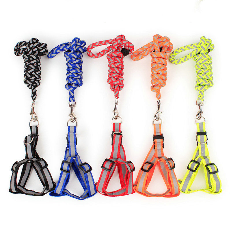 KFX-9262141 Reflective Braided Chest Strap with Scalable Traction Rope for Dogs