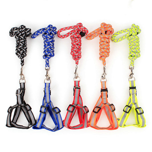 KFX-9262141 Reflective Braided Chest Strap with Scalable Traction Rope for Dogs