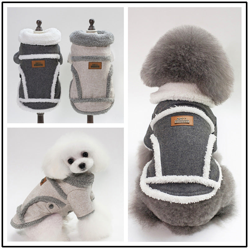 KFX-9262525 Personalized Fleece-Lined Dog Clothes for All Sizes in Beige, Black, and Gray