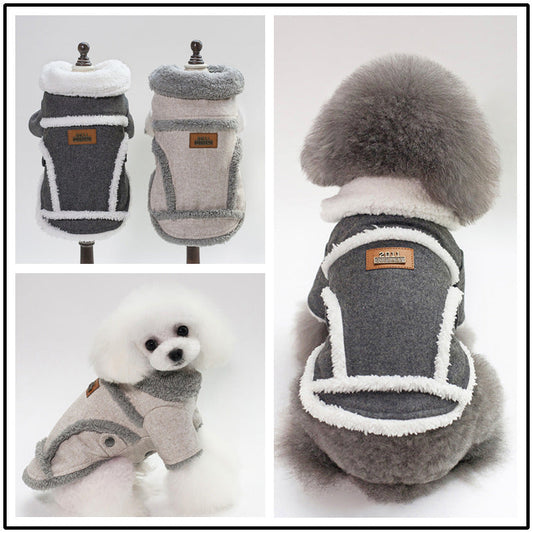 KFX-9262525 Personalized Fleece-Lined Dog Clothes for All Sizes in Beige, Black, and Gray