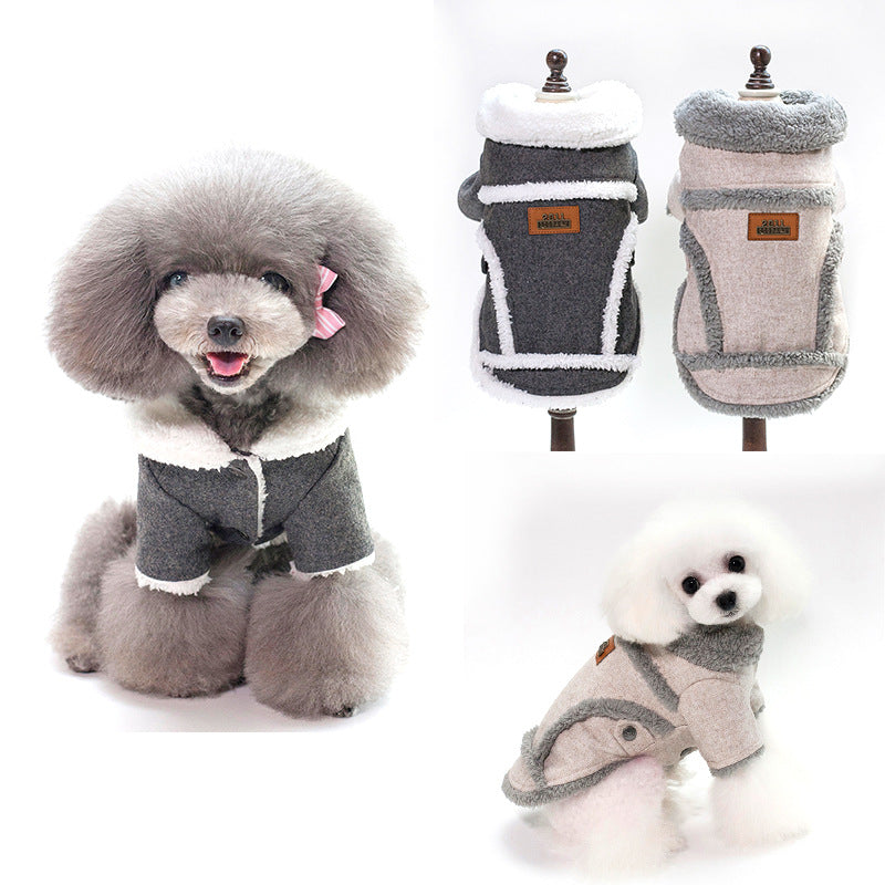 KFX-9262525 Personalized Fleece-Lined Dog Clothes for All Sizes in Beige, Black, and Gray