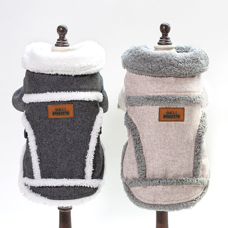 KFX-9262525 Personalized Fleece-Lined Dog Clothes for All Sizes in Beige, Black, and Gray