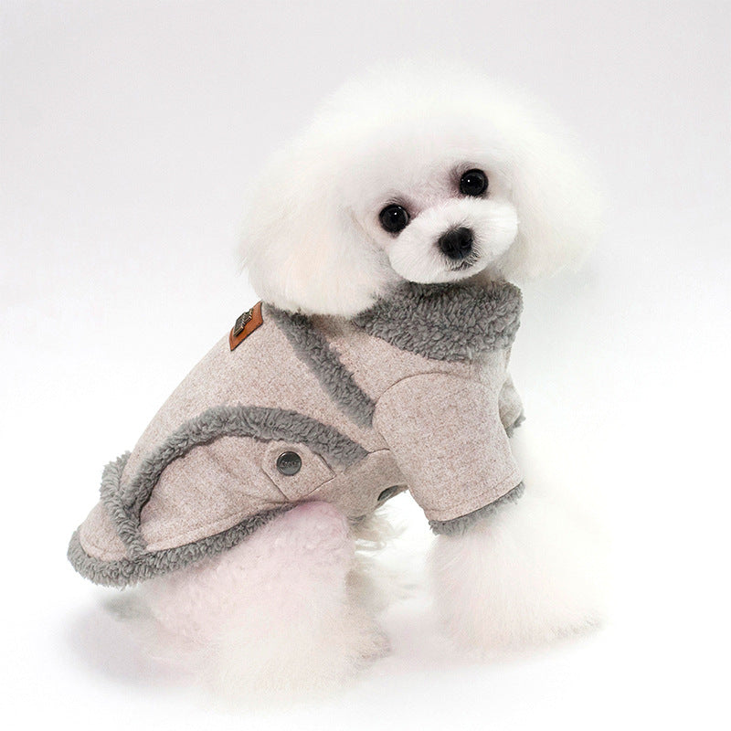 KFX-9262525 Personalized Fleece-Lined Dog Clothes for All Sizes in Beige, Black, and Gray