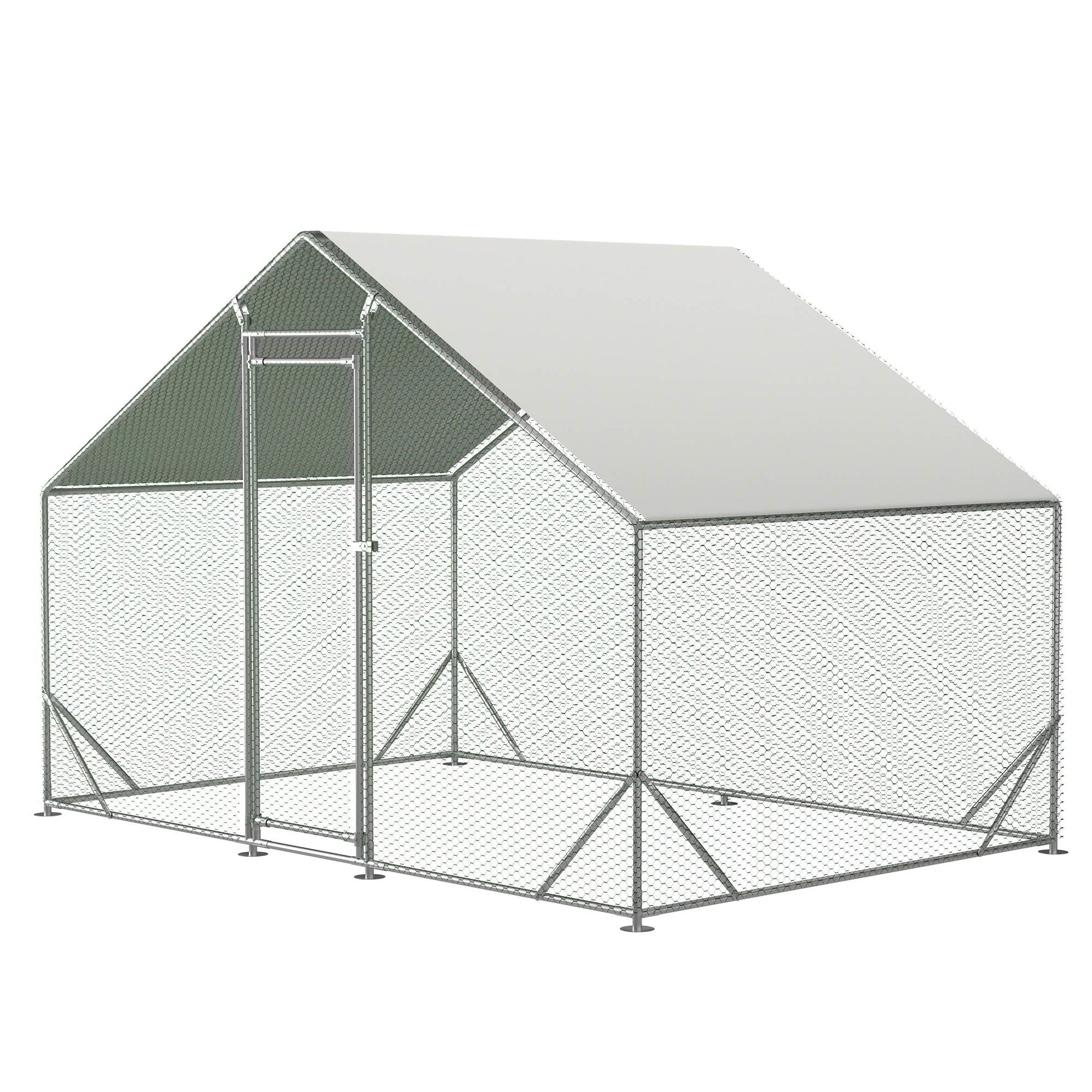 KFX-9266493 Large Walk-In Chicken Coop with Galvanized Wire and Waterproof Cover for Poultry and Small Animals