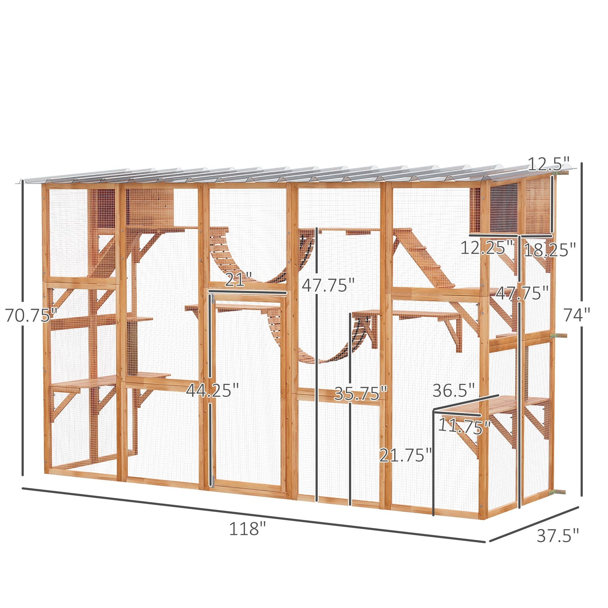 KFX-9266877 Large Orange Catio with Multiple Shelves, Bridges, Ramps, and Cat Boxes for Outdoor Use