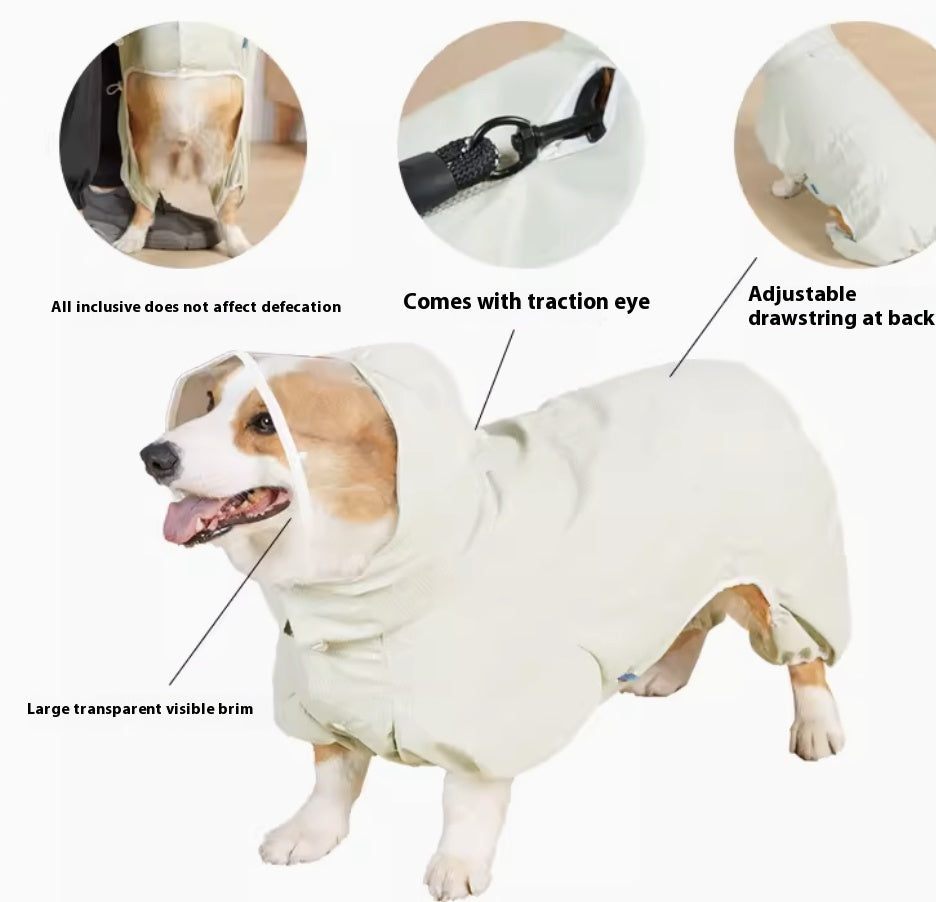 KFX-9267389 Waterproof Four-Leg Raincoat for Dogs in Light Green, Pink, and Khaki