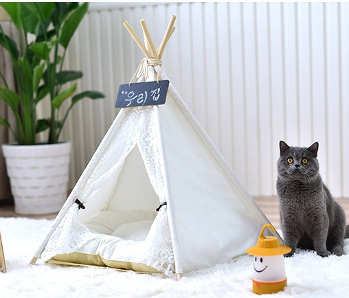 KFX-9267645 Spotted Tent Cat Kennel - Soft Cloth Pet Nest for Cats in Various Sizes