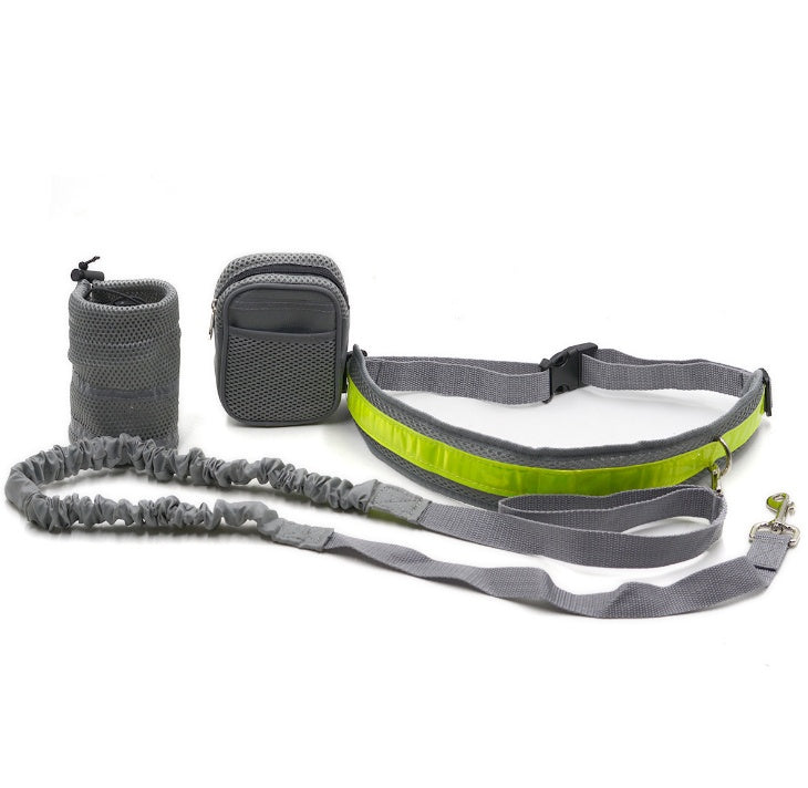 KFX-9268413 Adjustable Hands-Free Dog Leash with Waist Bag and Stretchable Traction Rope - Available in Multiple Colors
