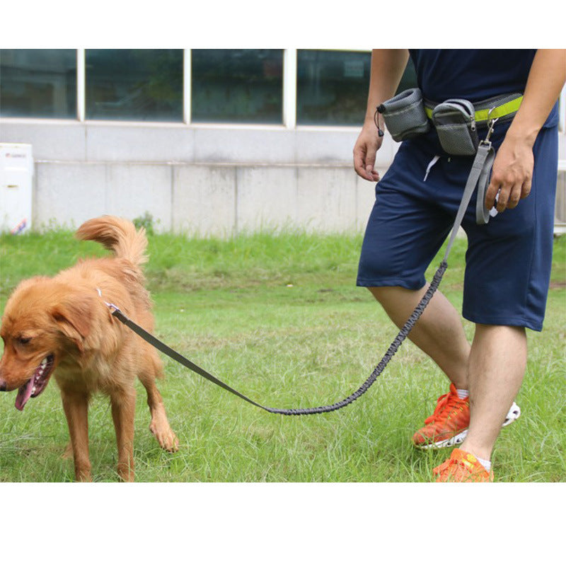 KFX-9268413 Adjustable Hands-Free Dog Leash with Waist Bag and Stretchable Traction Rope - Available in Multiple Colors
