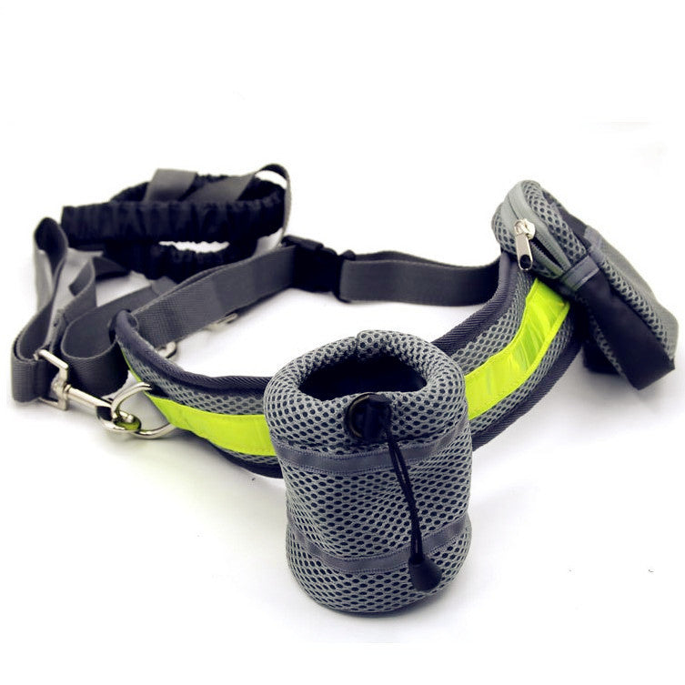 KFX-9268413 Adjustable Hands-Free Dog Leash with Waist Bag and Stretchable Traction Rope - Available in Multiple Colors