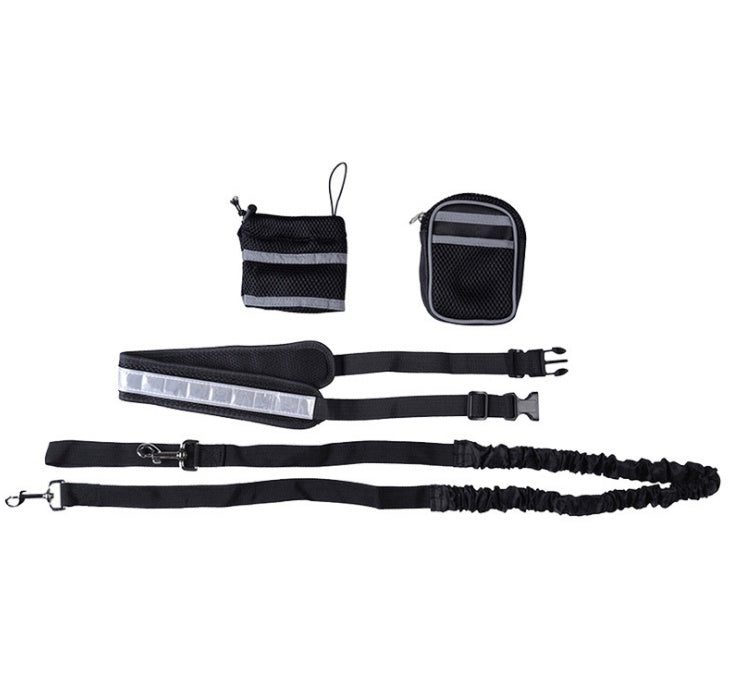 KFX-9268413 Adjustable Hands-Free Dog Leash with Waist Bag and Stretchable Traction Rope - Available in Multiple Colors