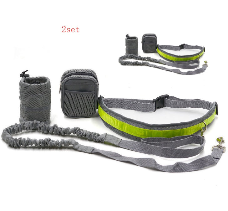 KFX-9268413 Adjustable Hands-Free Dog Leash with Waist Bag and Stretchable Traction Rope - Available in Multiple Colors