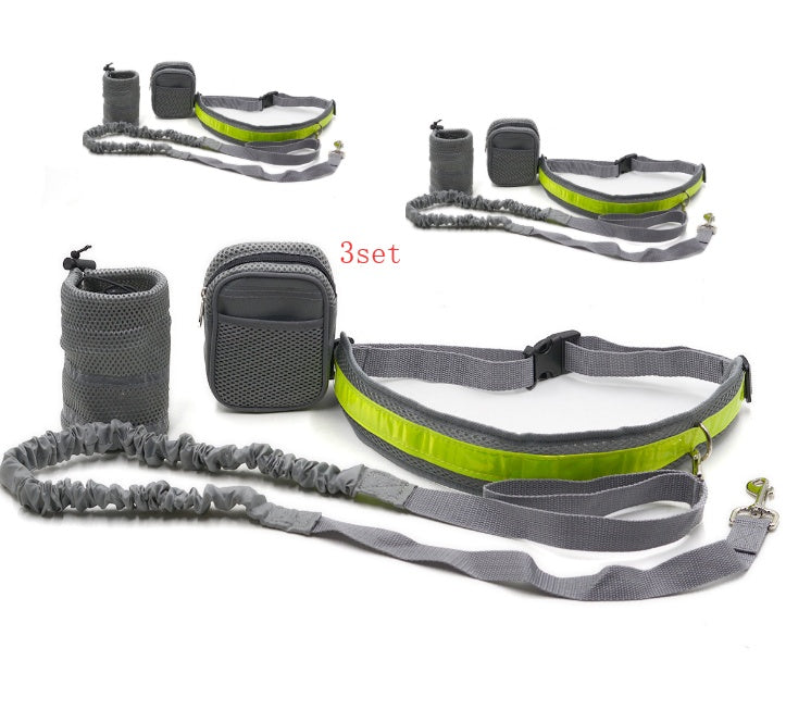 KFX-9268413 Adjustable Hands-Free Dog Leash with Waist Bag and Stretchable Traction Rope - Available in Multiple Colors