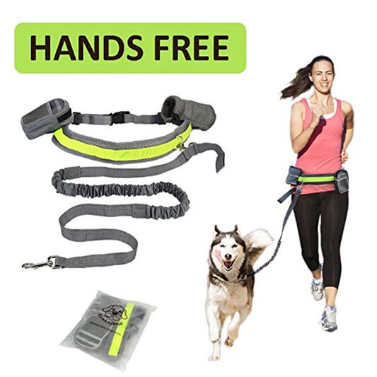 KFX-9268413 Adjustable Hands-Free Dog Leash with Waist Bag and Stretchable Traction Rope - Available in Multiple Colors
