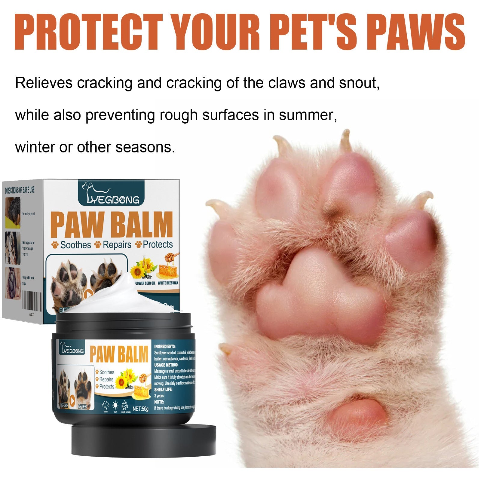 KFX-9268669 Nourishing Claw Care Cream for Cats and Dogs - 50ml Protective Foot Pad Treatment