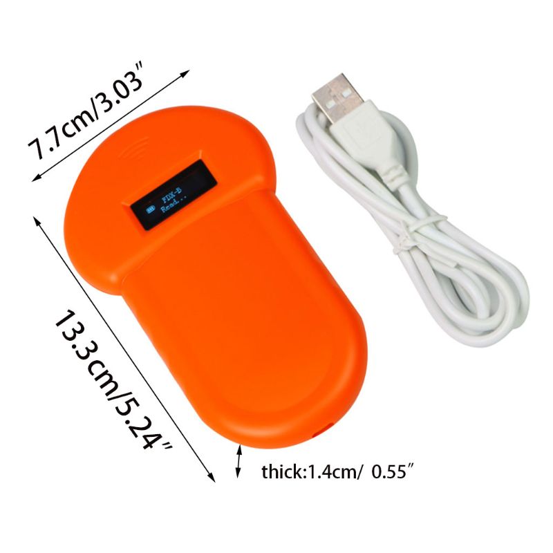 KFX-9270077 134.2kHz Animal ID Chip Reader with 12cm Reading Distance, USB Powered Scanner