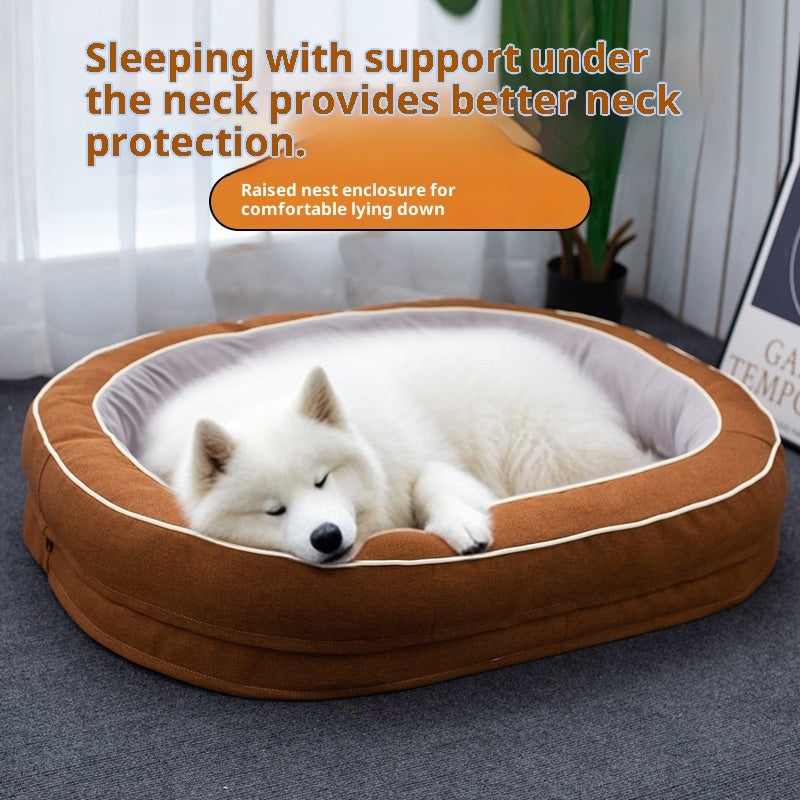 KFX-9272637 Large Removable Oval Pet Bed for Dogs - Four Seasons Universal, Multiple Colors Available