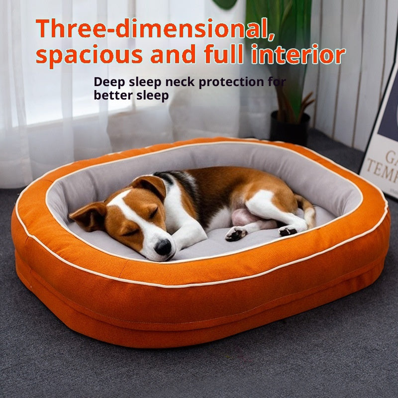 KFX-9272637 Large Removable Oval Pet Bed for Dogs - Four Seasons Universal, Multiple Colors Available