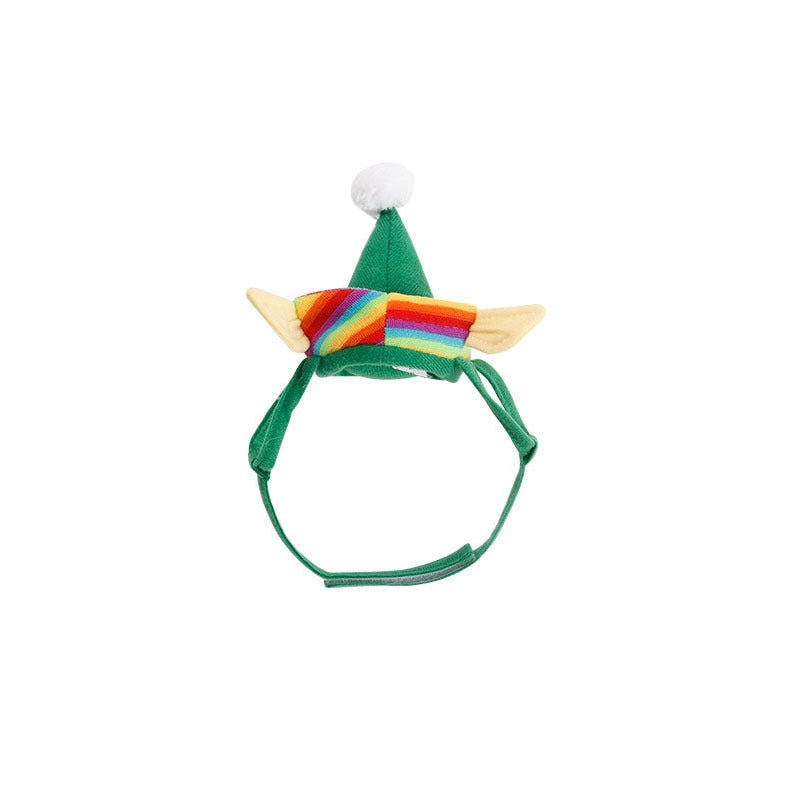 KFX-9272765 Festive Dog Christmas Hat Set with Adjustable Collar and Foot Covers - Green Cartoon Design