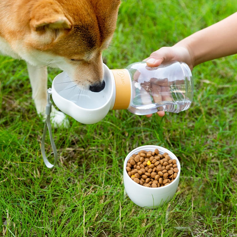 KFX-9274429 Portable Dog Water Bottle with Food Container for Outdoor Walks and Feeding