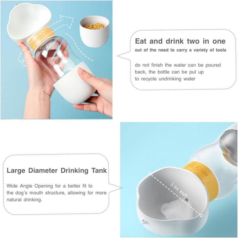 KFX-9274429 Portable Dog Water Bottle with Food Container for Outdoor Walks and Feeding