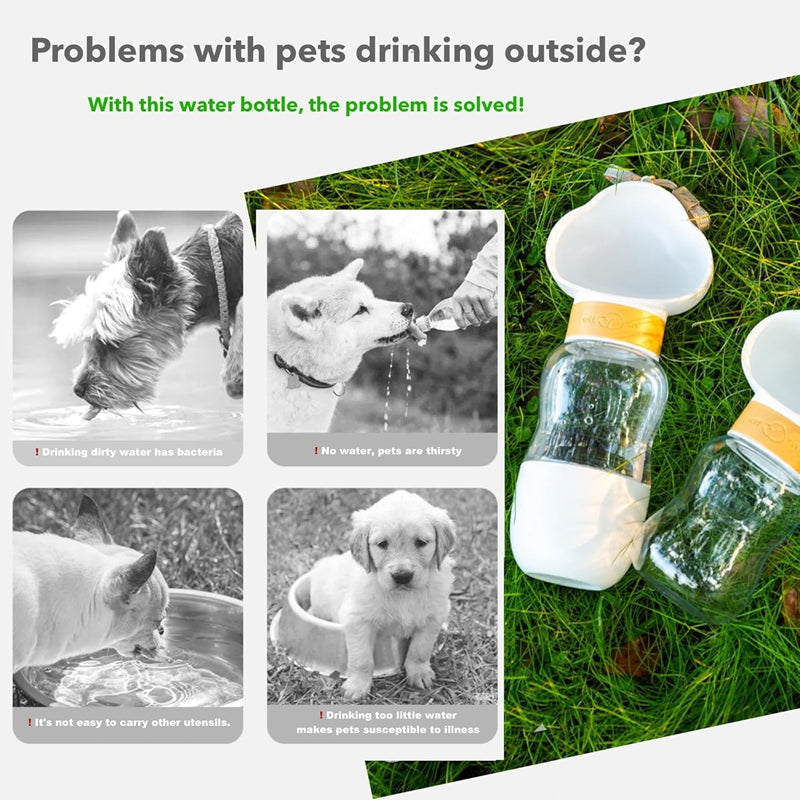 KFX-9274429 Portable Dog Water Bottle with Food Container for Outdoor Walks and Feeding