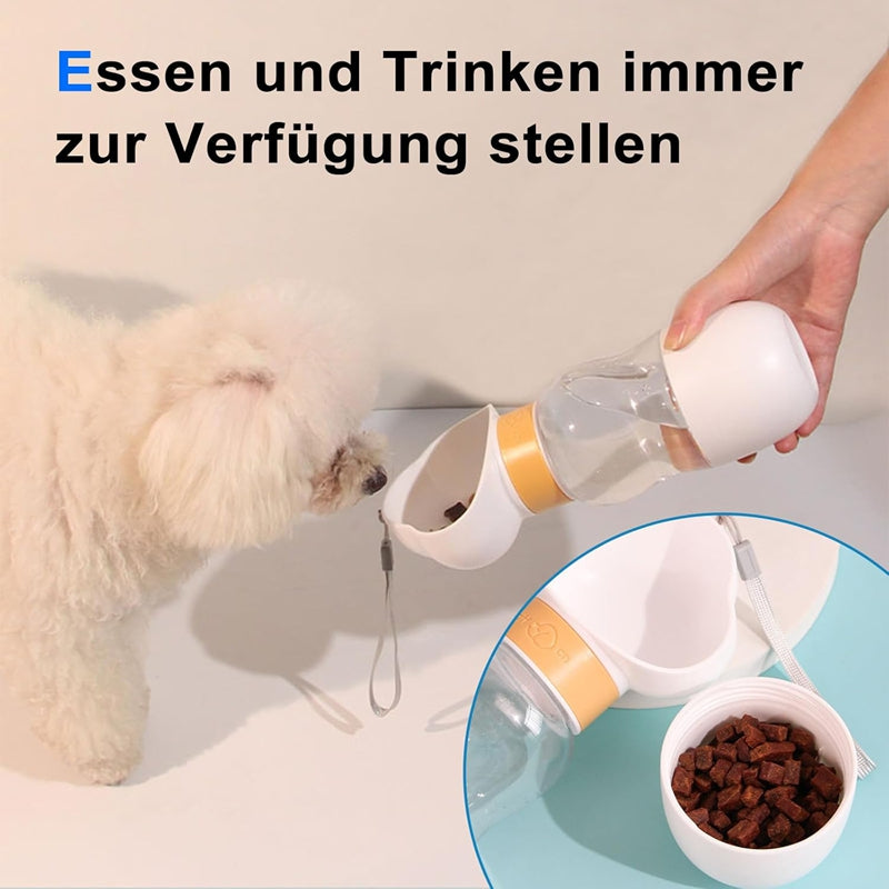 KFX-9274429 Portable Dog Water Bottle with Food Container for Outdoor Walks and Feeding