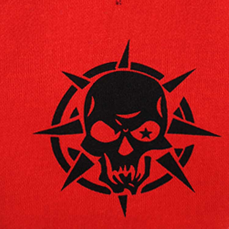 KFX-9274941 Scary Skull Fleece Hooded T-Shirt for Pets in Black, Red, Green - Cozy Polyester Sweater