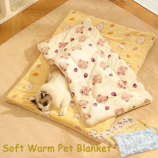 KFX-9275197 Soft Warm Pet Quilt Blanket for Dogs and Cats - Flannel and Lamb's Wool, Multi-Size Options Available