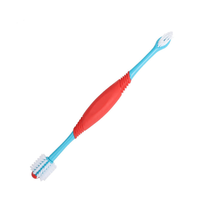 KFX-9275837 360-Degree Dual-Head Dog and Cat Toothbrush with Non-Slip Handle for Effective Dental Care