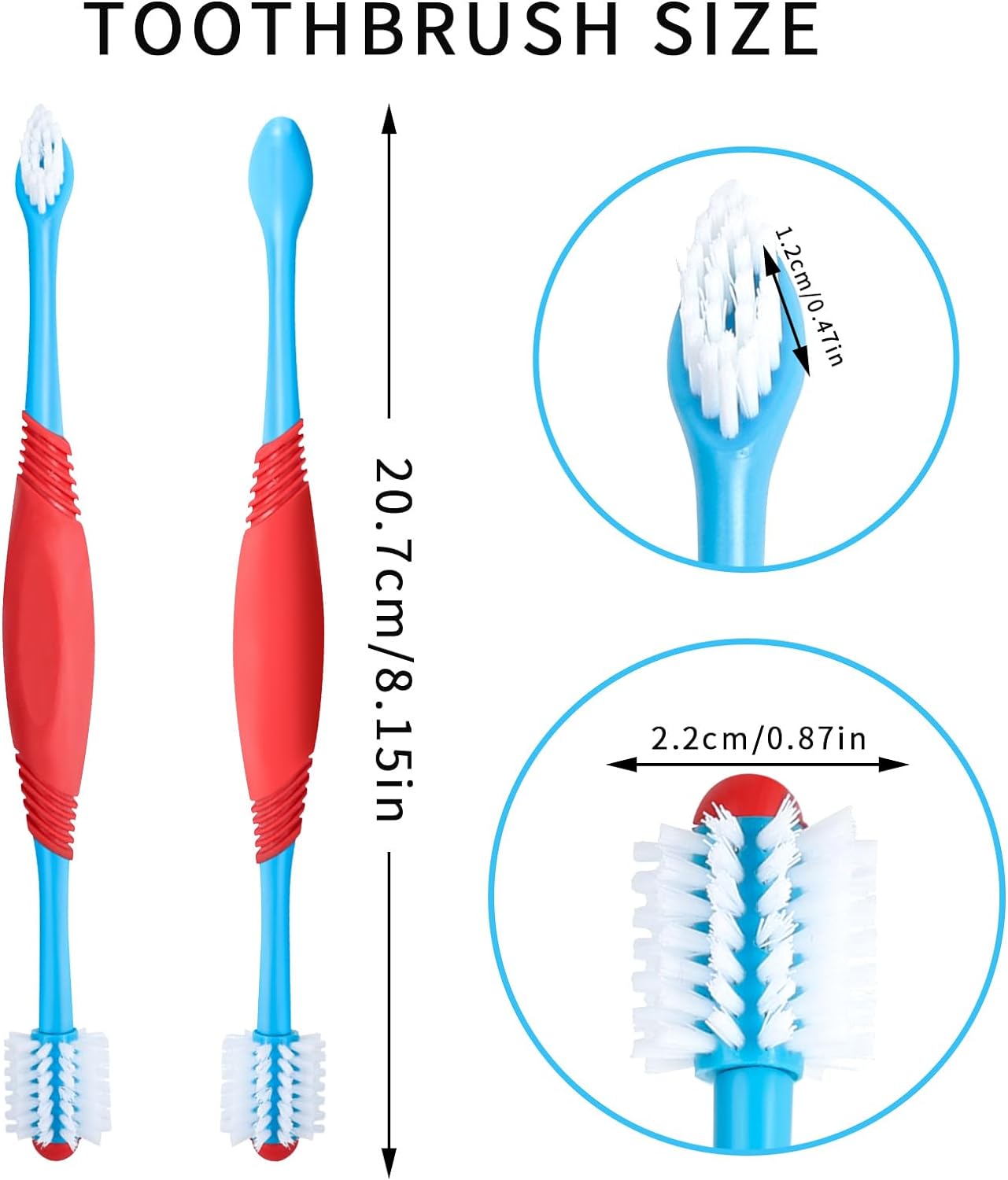 KFX-9275837 360-Degree Dual-Head Dog and Cat Toothbrush with Non-Slip Handle for Effective Dental Care