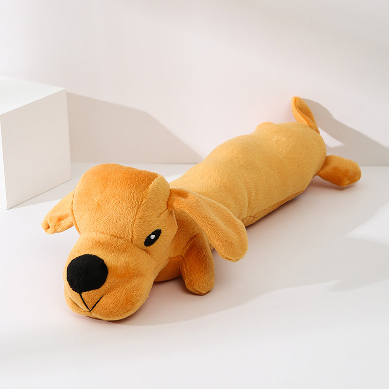 KFX-9276989 Plush Dog Sound Toy for Dental Care and Stress Relief - Available in Yellow, White, Brown