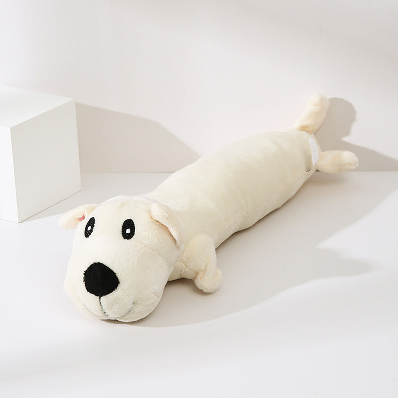 KFX-9276989 Plush Dog Sound Toy for Dental Care and Stress Relief - Available in Yellow, White, Brown
