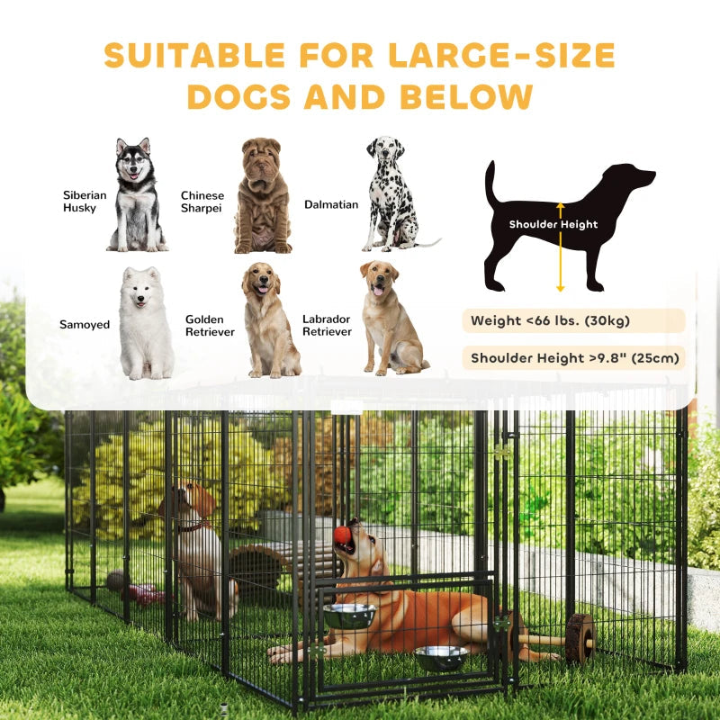 KFX-9278013 Spacious Outdoor Dog Kennel with Adjustable Height Rotating Bowls and Waterproof Canopy