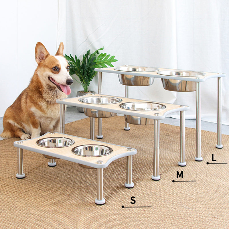 KFX-9280317 Adjustable Height Stainless Steel Dog Food Bowl Stand With Two Bowls