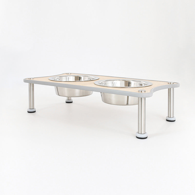 KFX-9280317 Adjustable Height Stainless Steel Dog Food Bowl Stand With Two Bowls