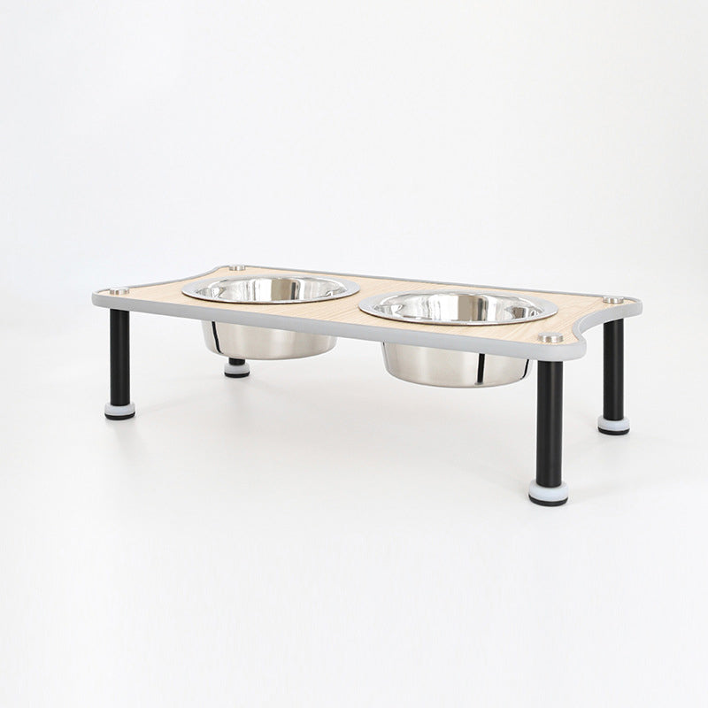 KFX-9280317 Adjustable Height Stainless Steel Dog Food Bowl Stand With Two Bowls