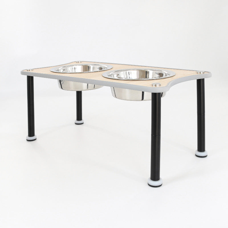 KFX-9280317 Adjustable Height Stainless Steel Dog Food Bowl Stand With Two Bowls