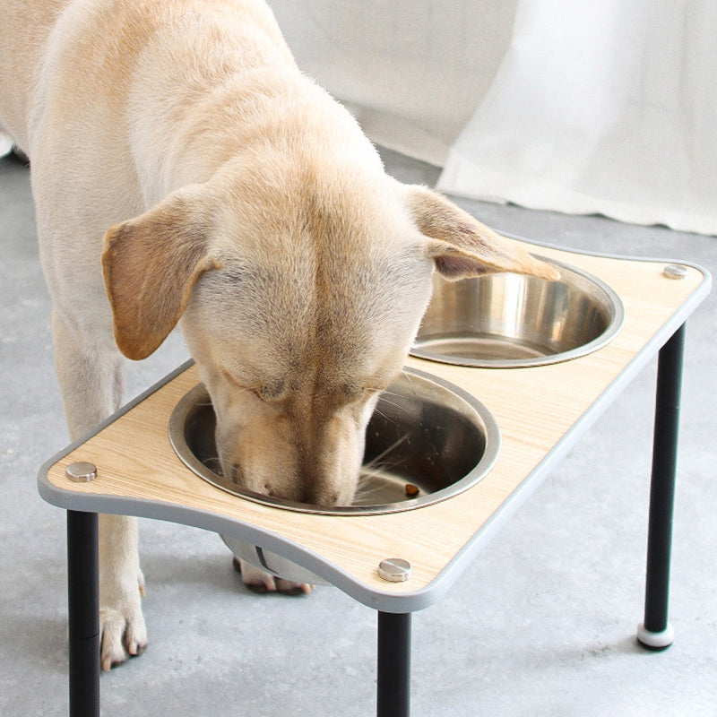 KFX-9280317 Adjustable Height Stainless Steel Dog Food Bowl Stand With Two Bowls