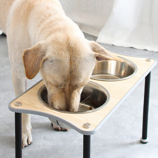 KFX-9280317 Adjustable Height Stainless Steel Dog Food Bowl Stand With Two Bowls